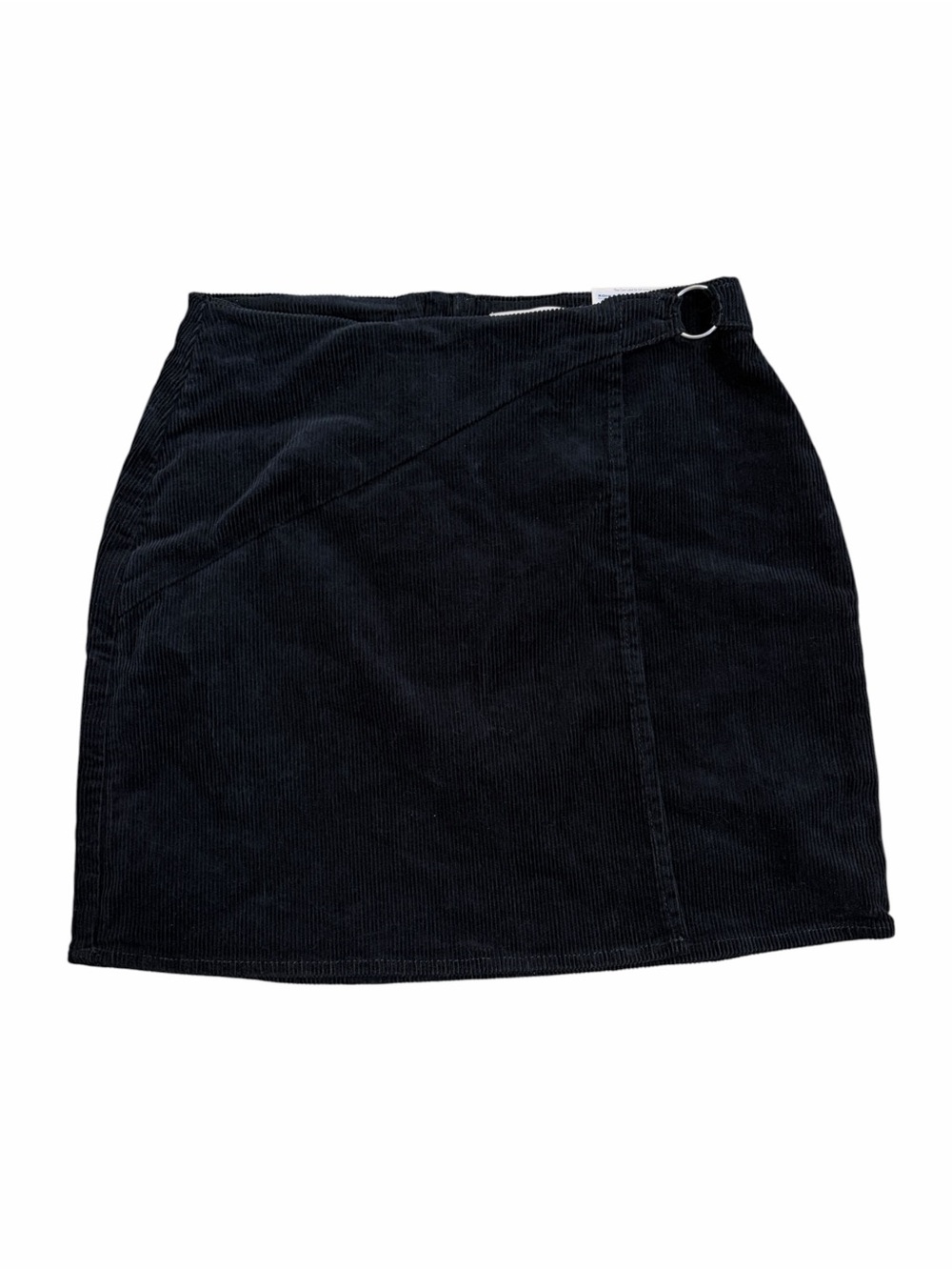 SO Black Corduroy Wrap Mini Skirt with D-Ring - Size Small